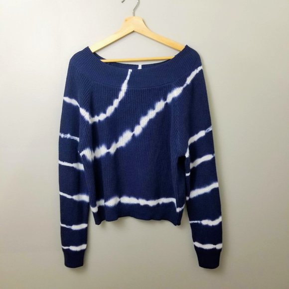 Alya Sweaters - Alya Navy Tie Dye Ribbed Sweater